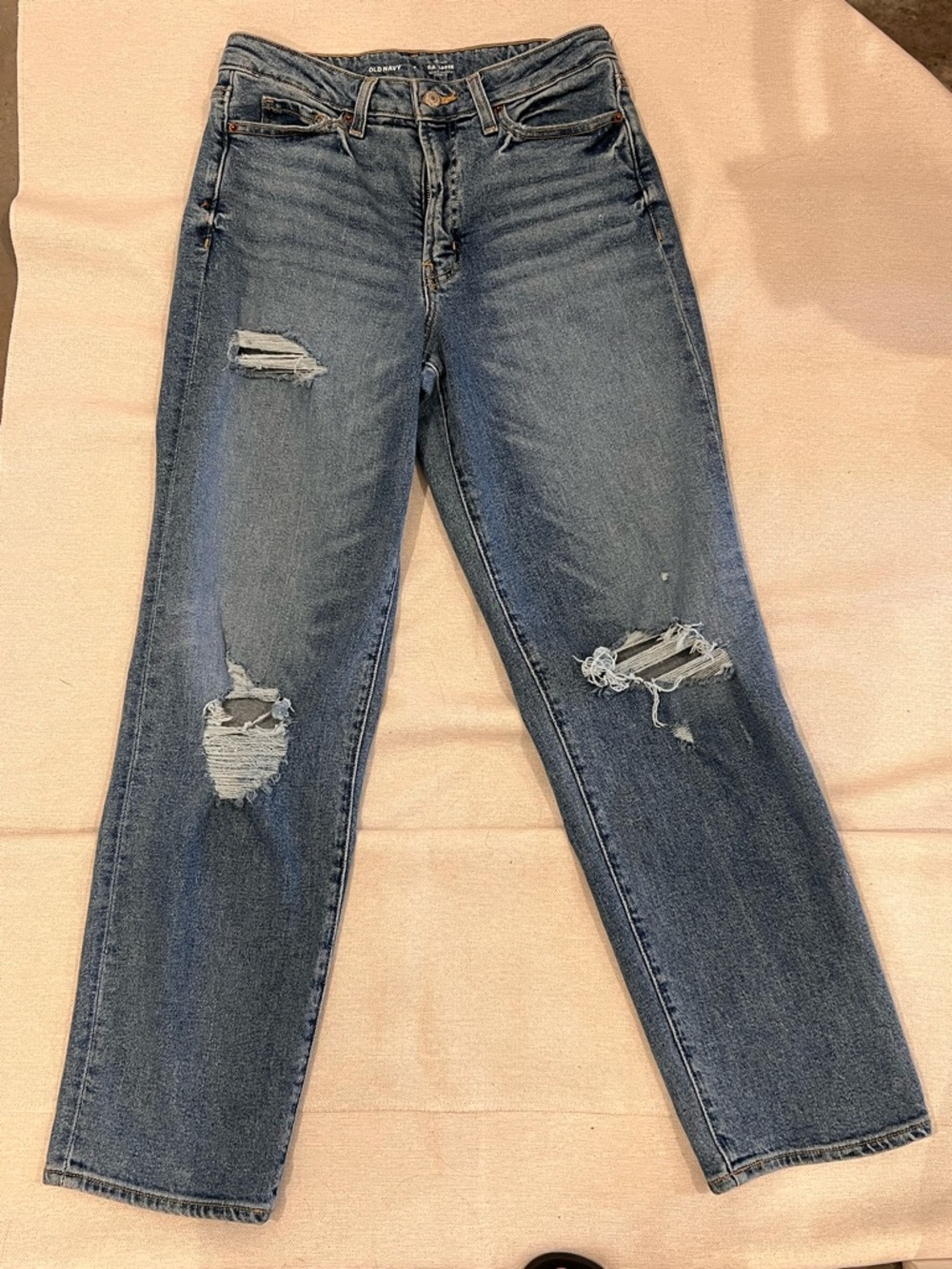 Old Navy High-Rise O.G. Loose Jeans – Size 8 – Distressed Medium Wash